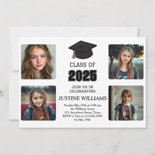 Zwart-wit Afstuderen Kaart (Voorkant)