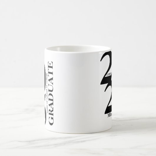 Zwart-wit afstuderen koffiemok (Center)