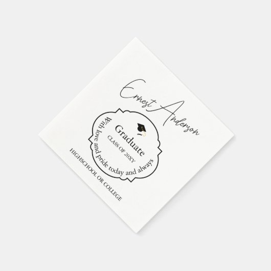 Zwart-wit Afstuderen Modern Elegant Afstuderen Servet (Hoek)