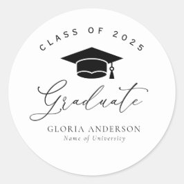 zwart-wit afstuderen ronde sticker