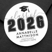 Zwart Wit Afstuderen Ronde Sticker