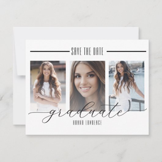 Zwart-wit Afstuderen Save the Date | (Voorkant)