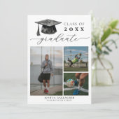 Zwart-wit Afstuderen Save the Date Aankondiging (Staand voorkant)