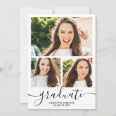 Zwart wit afstuderen script 4 foto's afstuderen kaart (Voorkant)