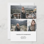 Zwart-wit afstuderen script foto's afstuderen aankondiging (Achterkant)