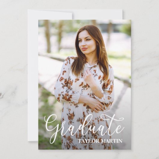 Zwart-wit Afstuderen Script Photo Afstuderen Kaart (Voorkant)