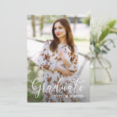 Zwart-wit Afstuderen Script Photo Afstuderen Kaart (Staand voorkant)