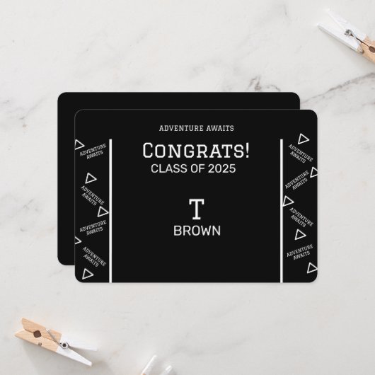 Zwart-wit Afstuderen, speciaal aangepast Kaart (Voorkant / Achterkant in situ)