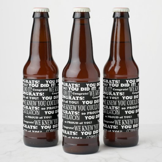 Zwart-wit Afstuderen thema Bier Etiket (Flessen)