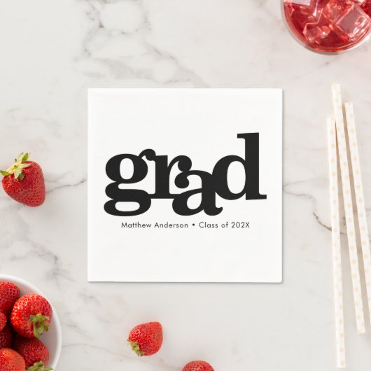 Zwart wit afstuderen typografie modern simpel servet (Insitu)