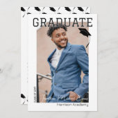 Zwart-wit Afstuderen verticaal portretfoto Kaart (Voorkant / Achterkant)