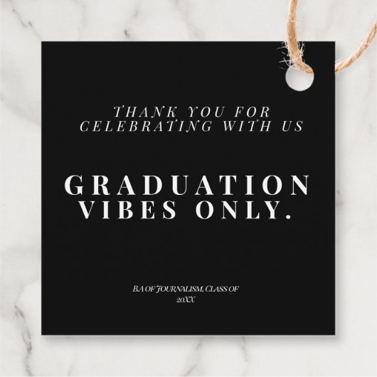 Zwart-wit Afstuderen Vibes Only Dank u Bedankjes Labels (Achterkant)