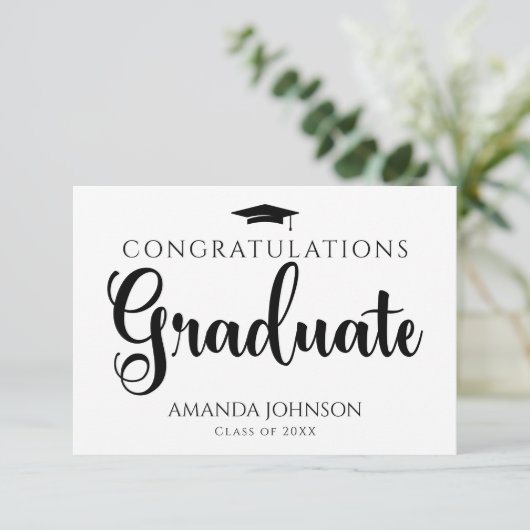 Zwart Wit Afstuderen Wijsheid Afstuderen Informatiekaartje (Staand voorkant)