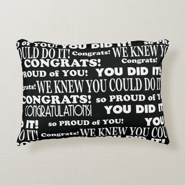 Zwart-wit Afstuderen Word Art Sierkussen Accent Kussen (Voorkant)