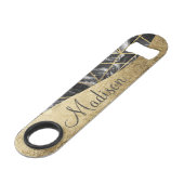 Zwart wit Agate Black Gold Geometric Monogram Speed Flessenopener (Voorkant Gekanteld)