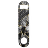 Zwart wit Agate Black Gold Geometric Monogram Speed Flessenopener (Achterkant)