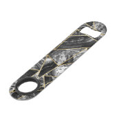 Zwart wit Agate Black Gold Geometric Monogram Speed Flessenopener (Achterkant Gekanteld)