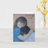 zwart-wit akita knuffelen beste vriend kaart (Gele Bloem)