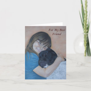 zwart-wit akita knuffelen beste vriend kaart