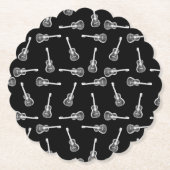 Zwart-wit akoestisch gitaar Design Muziek Kartonnen Onderzetters (Voorkant)