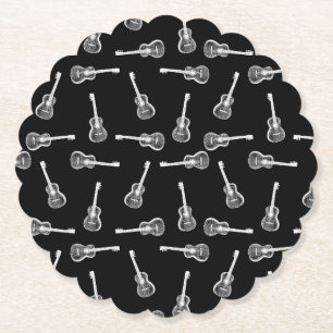 Zwart-wit akoestisch gitaar Design Muziek Kartonnen Onderzetters