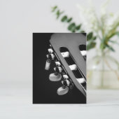 Zwart-wit, akoestisch gitaarhoofd briefkaart (Staand voorkant)