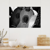 Zwart Wit Akoestische Klassieke Spaanse Gitaar Poster (Keuken)