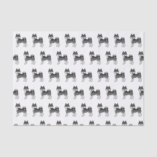 Zwart-wit Alaskan Klee Kai Mopshond Patroon Tissuepapier (Voorkant)