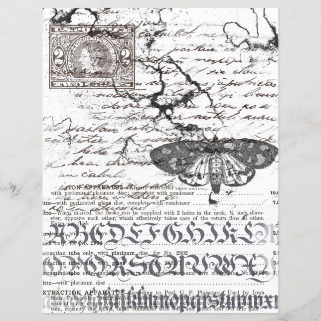 Zwart-wit alfabet collage scrapbook papier (Achterkant)