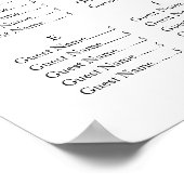 Zwart & Wit Alfabetische Huwelijkszitgrafiek Poster (Hoek)