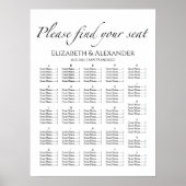 Zwart & Wit Alfabetische Huwelijkszitgrafiek Poster (Voorkant)