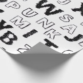 Zwart & Wit Alfabetpatroon Inpakpapier (Hoek)