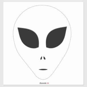 Zwart-wit Alien Face Outline op Sticker