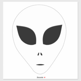 Zwart-wit Alien Face Outline op Sticker