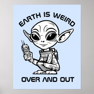 Zwart-wit alien poster