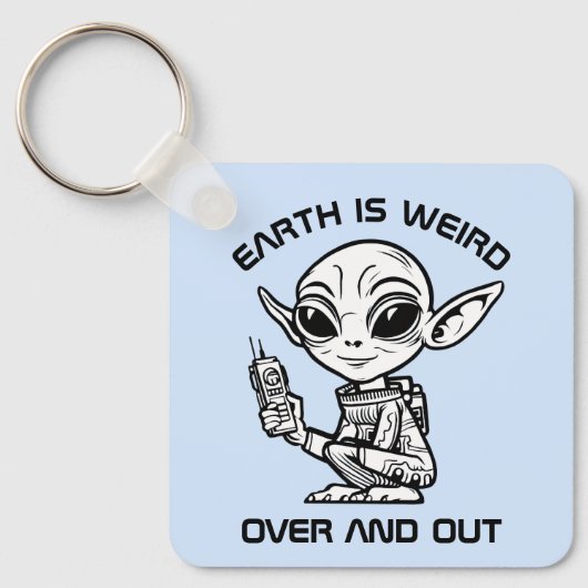 Zwart-wit alien sleutelhanger (Voorkant)