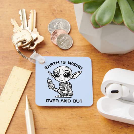 Zwart-wit alien sleutelhanger (Bureau)