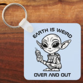 Zwart-wit alien sleutelhanger (Voorkant)