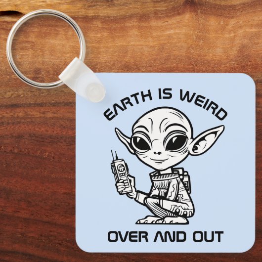 Zwart-wit alien sleutelhanger (Voorkant)