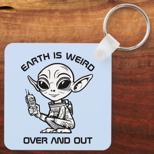 Zwart-wit alien sleutelhanger (Achterkant)