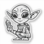 Zwart-wit alien sticker (Voorkant)