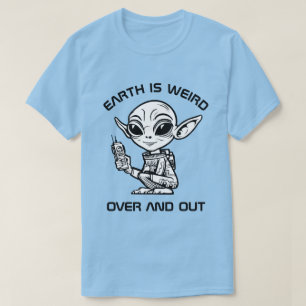 Zwart-wit alien t-shirt