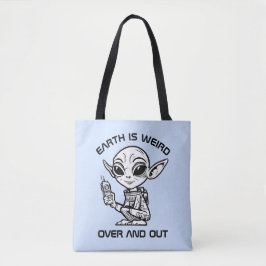 Zwart-wit alien tote bag