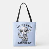 Zwart-wit alien tote bag (Achterkant)