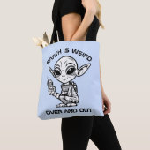 Zwart-wit alien tote bag (Dichtbij)