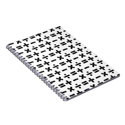 Zwart-wit Alle Wiskunde Symbolen Lino Cut Notitieboek (Rechterzijde)