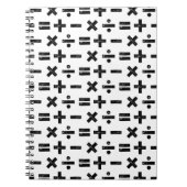 Zwart-wit Alle Wiskunde Symbolen Lino Cut Notitieboek (Voorkant)