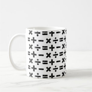 Zwart-wit Alle Wiskunde Symbolen Patroon Lino Cut Koffiemok