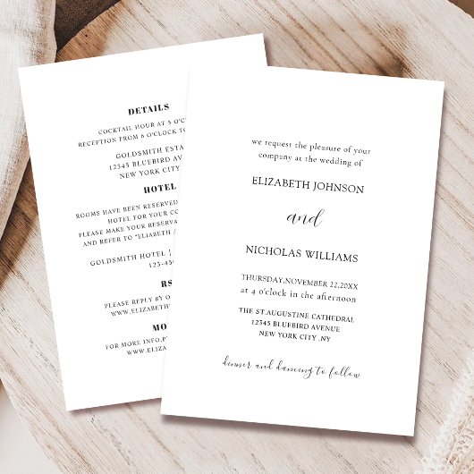 Zwart, wit alles in één bruiloft uitnodiging sjabl