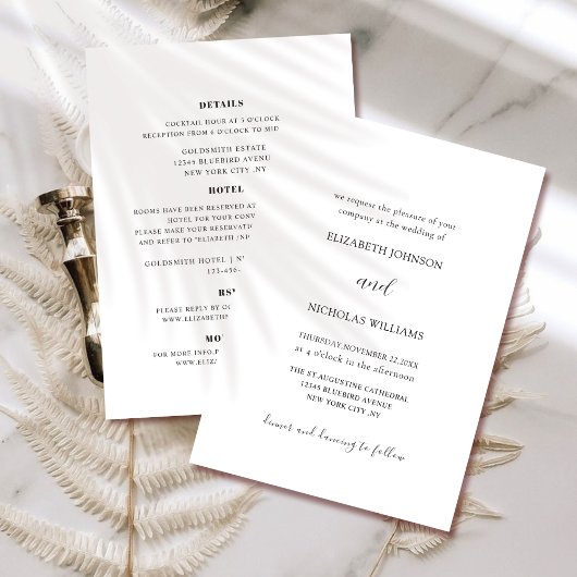 Zwart, wit alles in één bruiloft uitnodiging sjabl